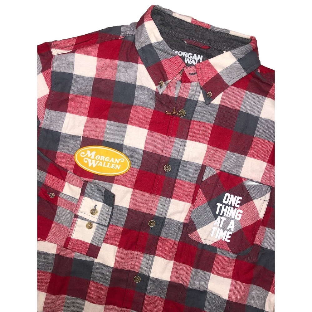 Morgan‎ Wallen Shirt Men's XL Red Flannel One Thing At A Time Tour Merch NEW